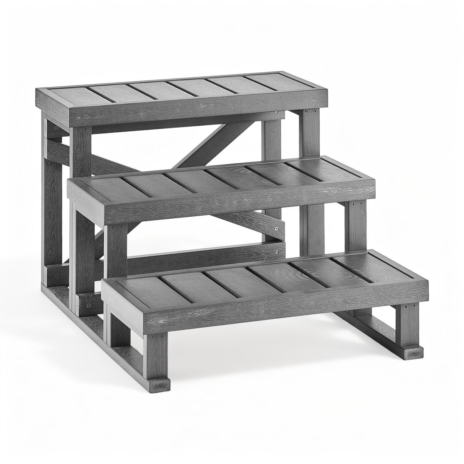 Hot Tub Steps 3-Step Spa Stairs 700 mm Wide Step Ladder Outdoor, 160 kg Capacity, Sturdy HIPS Plastic, Non-Slip Foot Pads, Easy Assembly, Stable Access for Pool, RV, Home Patio and Backyard