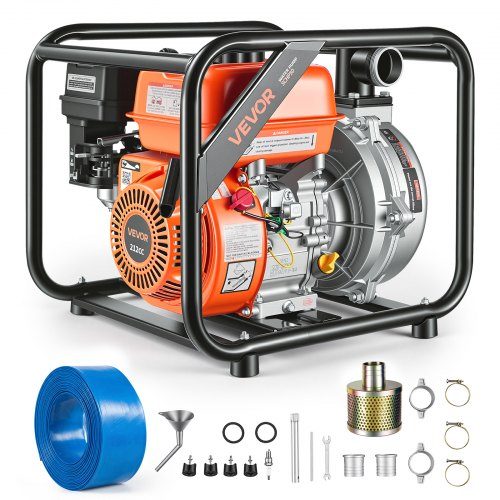Bensiinimootoriga veepump, 50,8 mm, 484,5 l/min 6 hj poolreostusvee ülekandepump