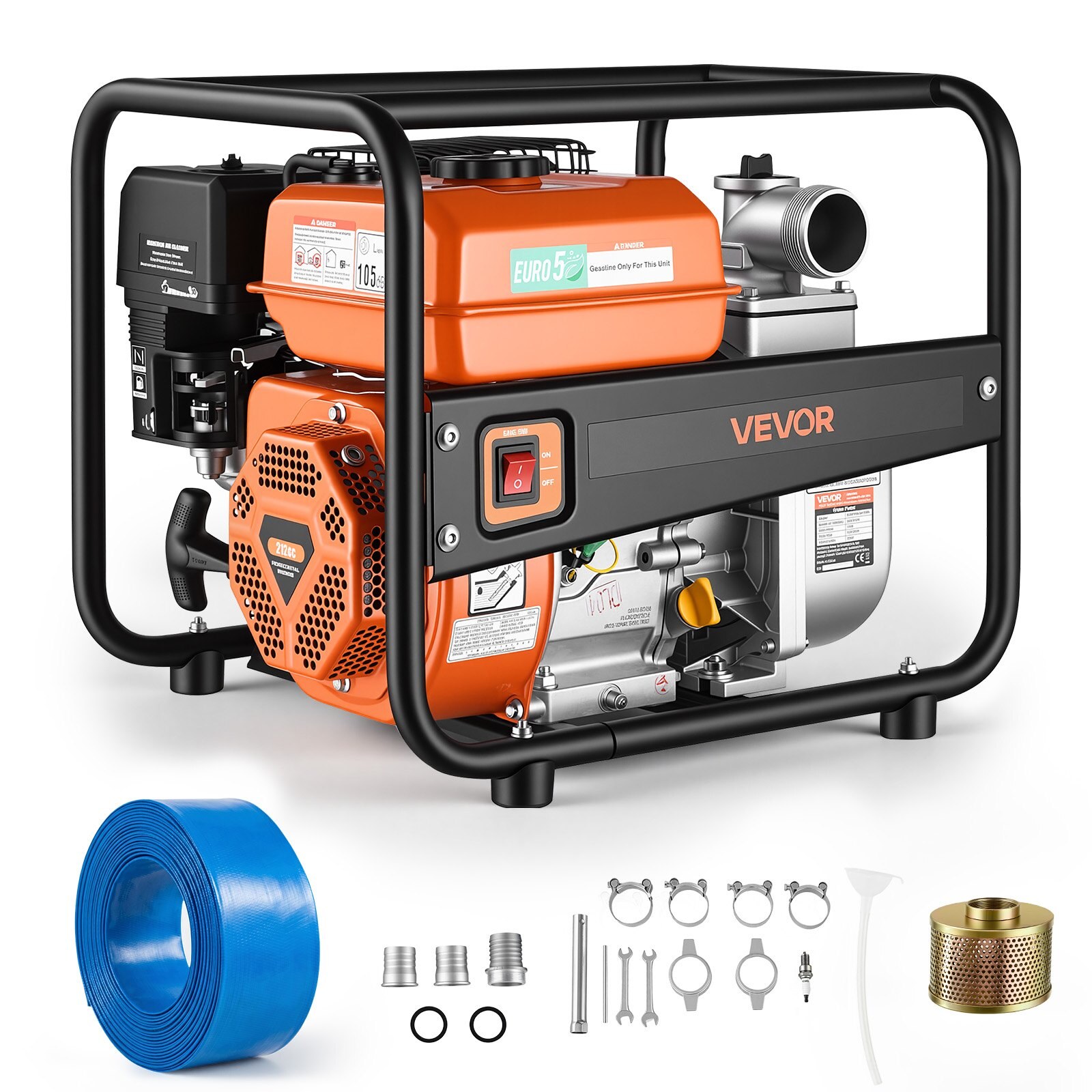 Bensiinimootoriga veepump, 50,8 mm, 598,1 l/min 7 hj poolreostusvee ülekandepump