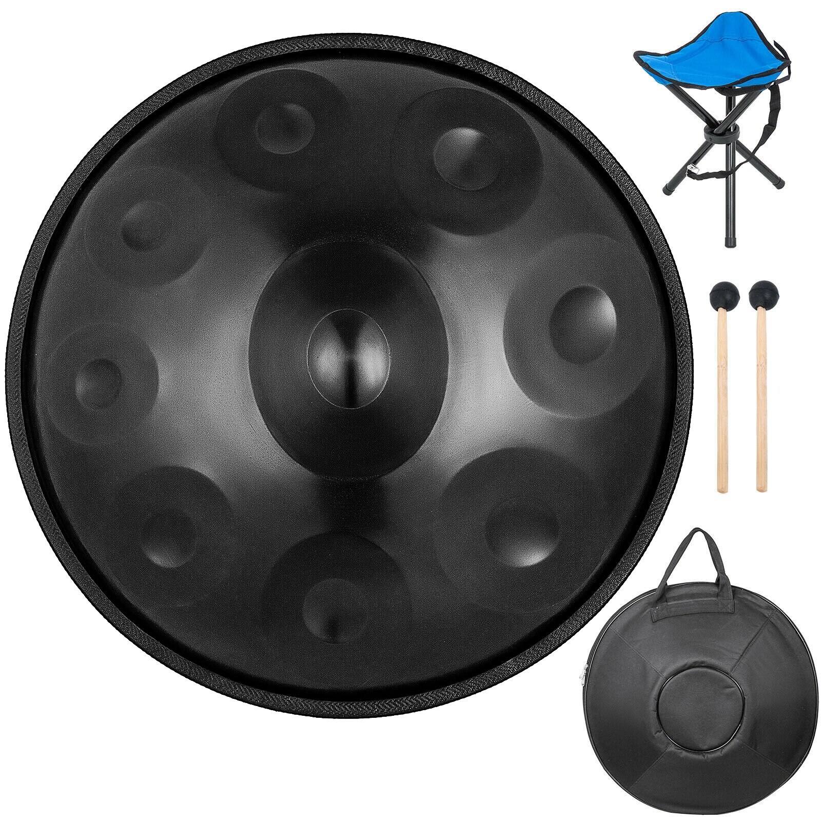 Pruun harmooniline handpan-trumm d-moll 9 noodiga 55, ripptrumm