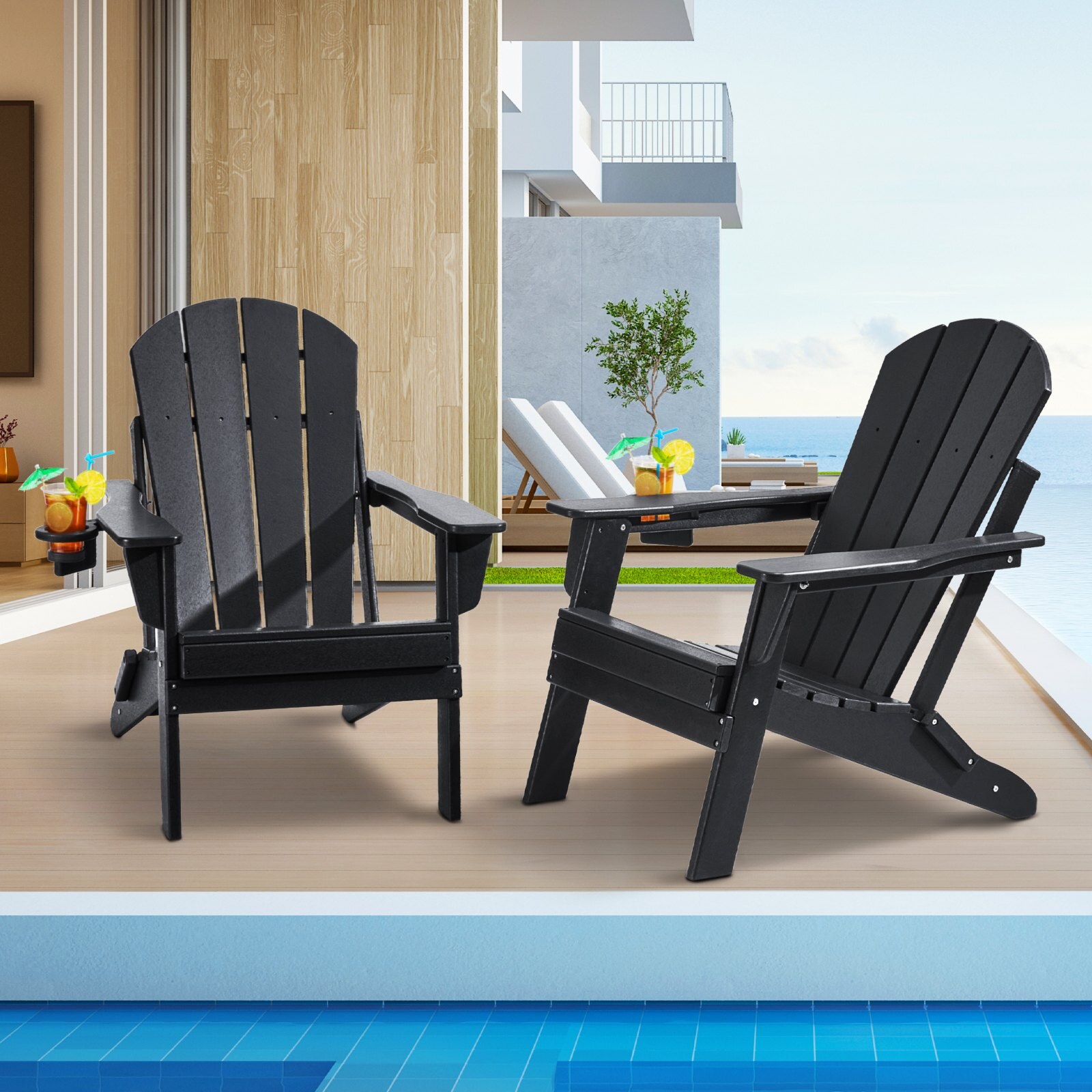 Adirondacki tool plastikust, lõõgastava käetoega ergonoomiline