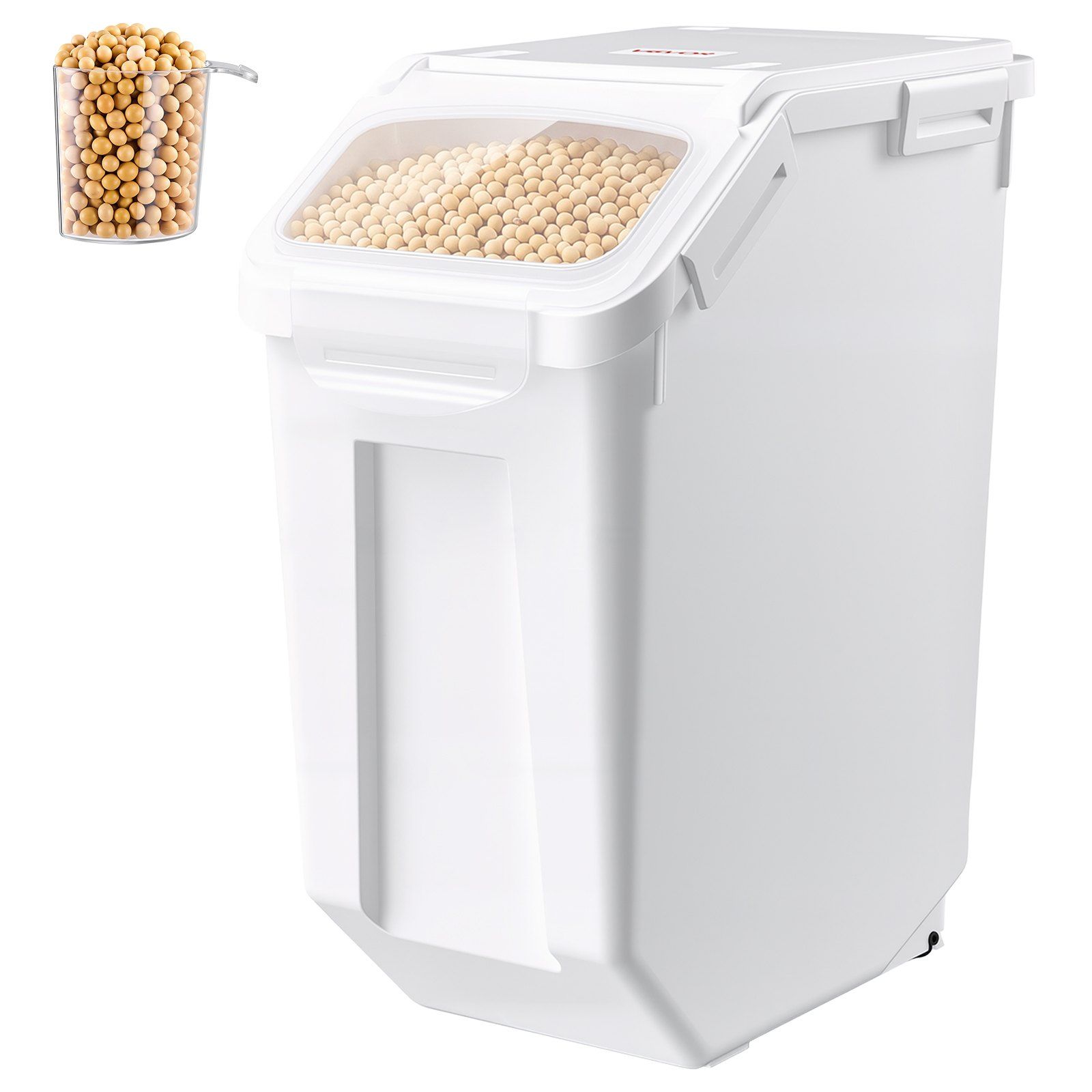 Virnastatav õhukindla kaane ja mõõdutopsiga toidu- ja söödamahuti, 20 l / 5,28 gallonit, kuni 14 kg, riisile, teraviljale, jahule ja lemmikloomatoidule, kööki või sahvrisse