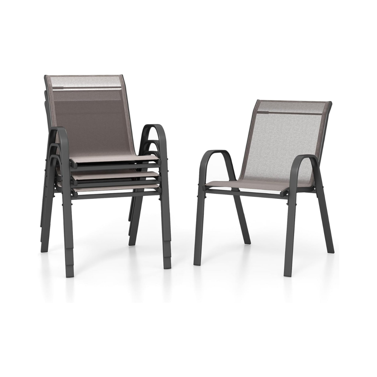 Virnastatavad Textilene-kanga ja metallraamiga ilmastikukindlad aiatoolid ning terrassitoolid (4 tk komplekt) (56 x 70