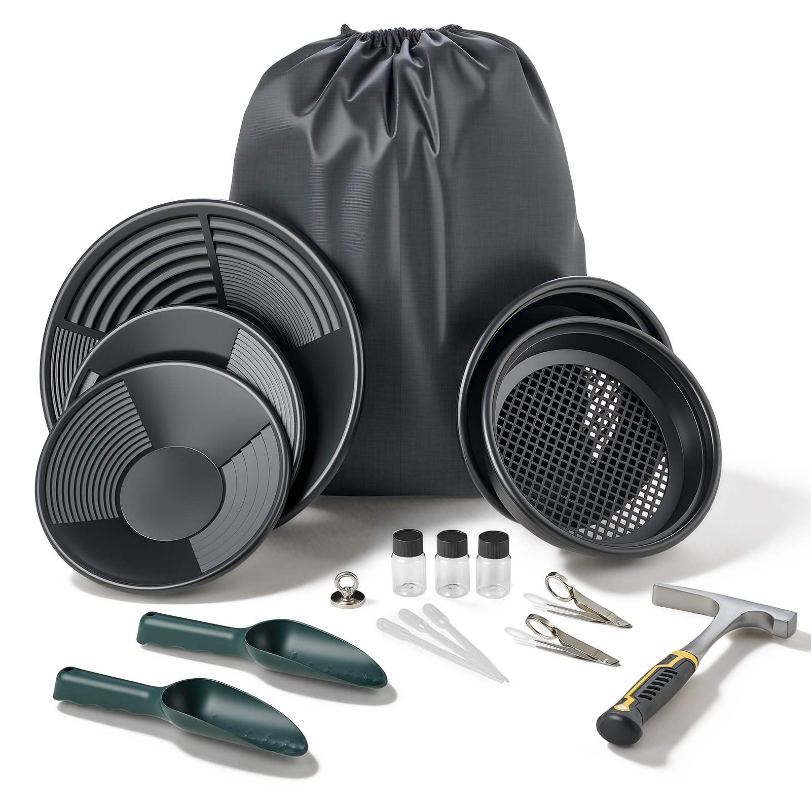 Kulla pesemise komplekt, 254 mm ja 355 mm pannid, liivamagneti