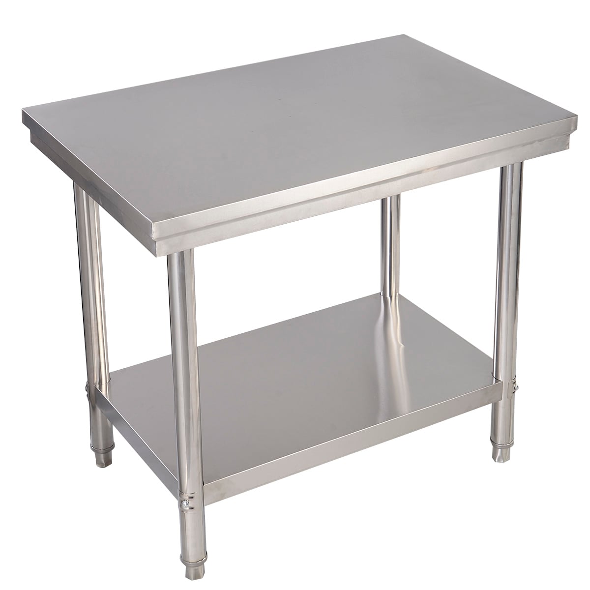 Roostevabast terasest alusriiuliga köögi töölaud / gastronoomialaud (92 x 61 x 90 cm), hõbedane