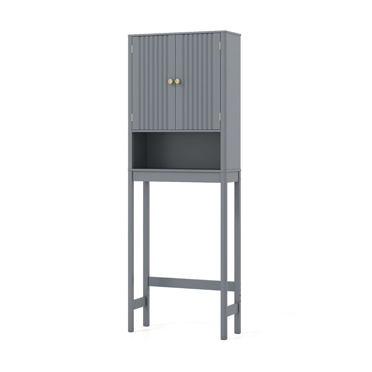 Vannitoakapp uste, reguleeritava riiuli ja alumise ribaga, hall