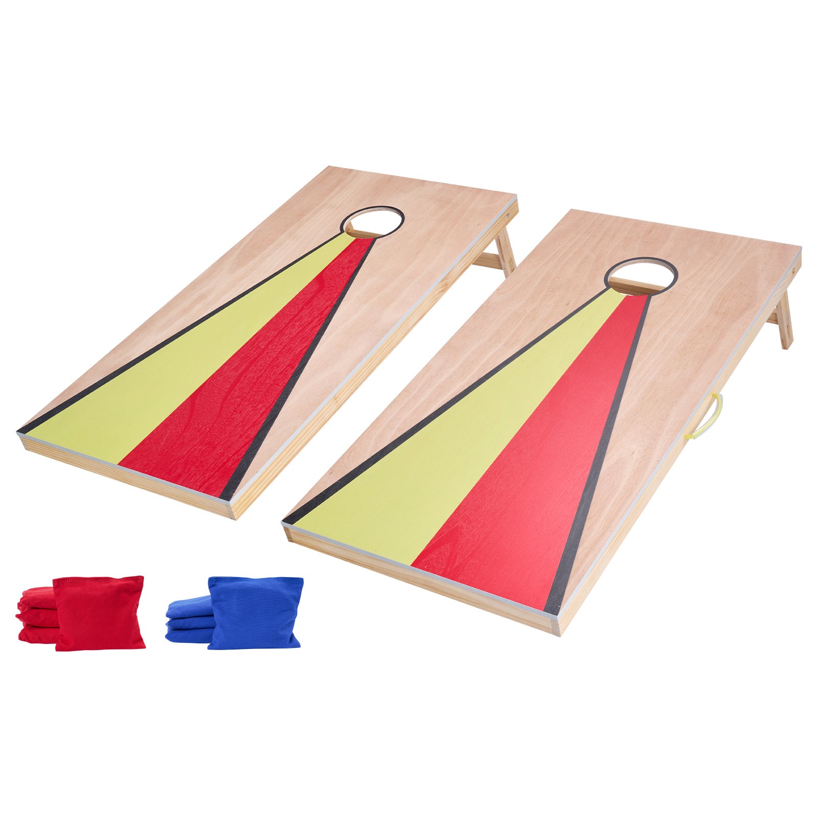 Cornhole mängukomplekt (120 x 60 cm), täispuidust portatiivsed lauad koos kandesangadega, aeda ja randa