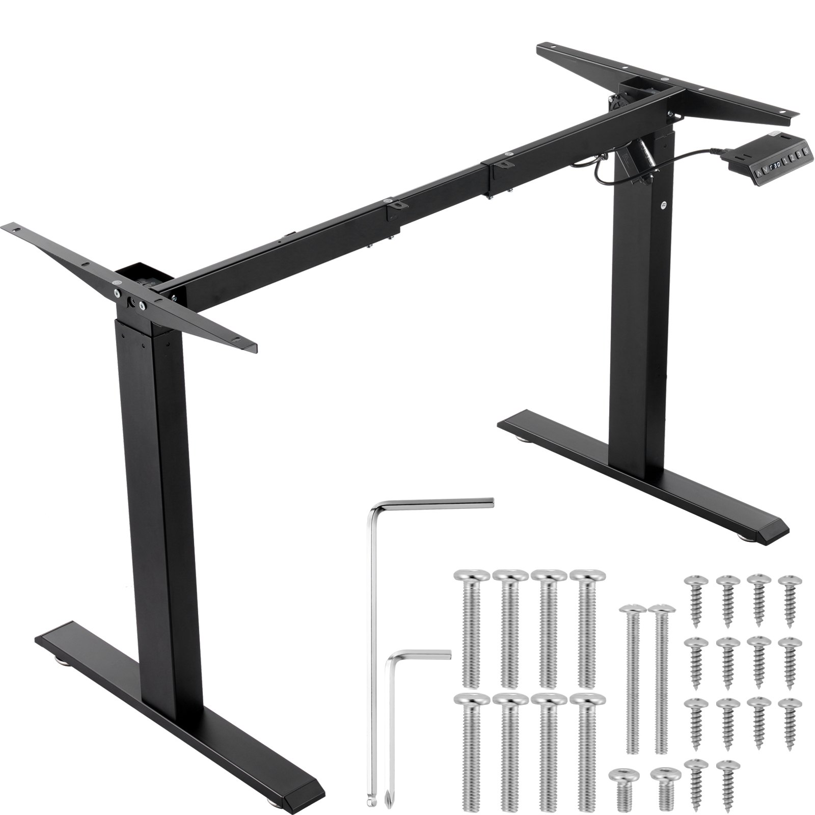 Püstilaua raam, reguleeritav kõrgus 70–117 cm ja pikkus 95–158 cm, elektrilised püstise arvutilaua jalad, ergonoomiline isetegemise töökoha alus koju ja kontorisse (ainult must raam)