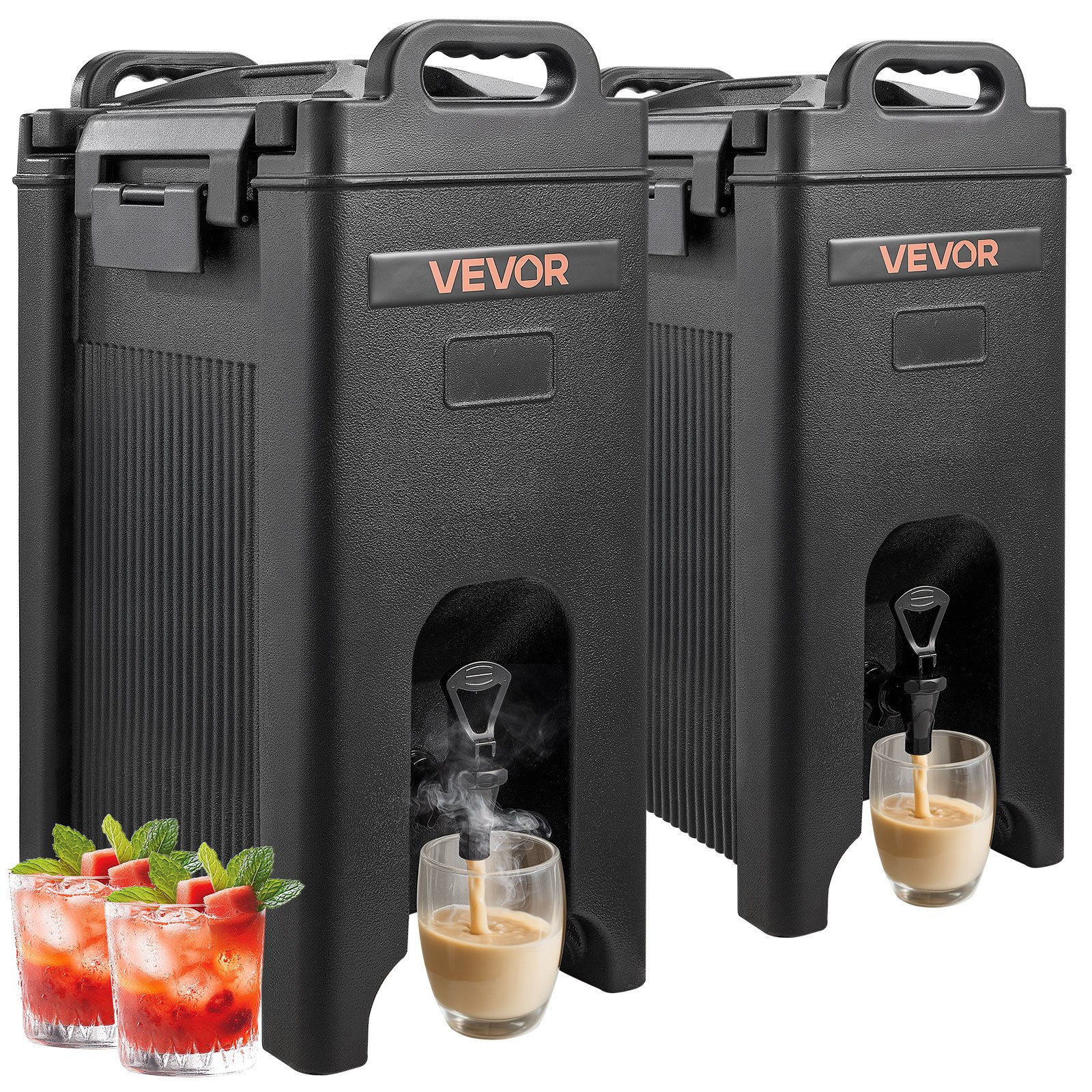 Isoleeritud joogitermos (19 L), 2 tk komplekt, toidukvaliteediga kraaniga server restoranidele, must