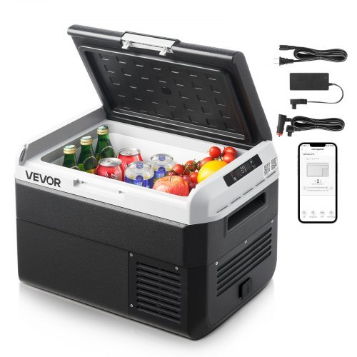 Kaasaskantav kompressoriga autokülmik ja elektriline jahutuskast, 25 l, temperatuur −20 kuni 20 °C, DC 12/24 V ja AC 100–240 V, õue, telkimiseks, reisile ja matkaautosse