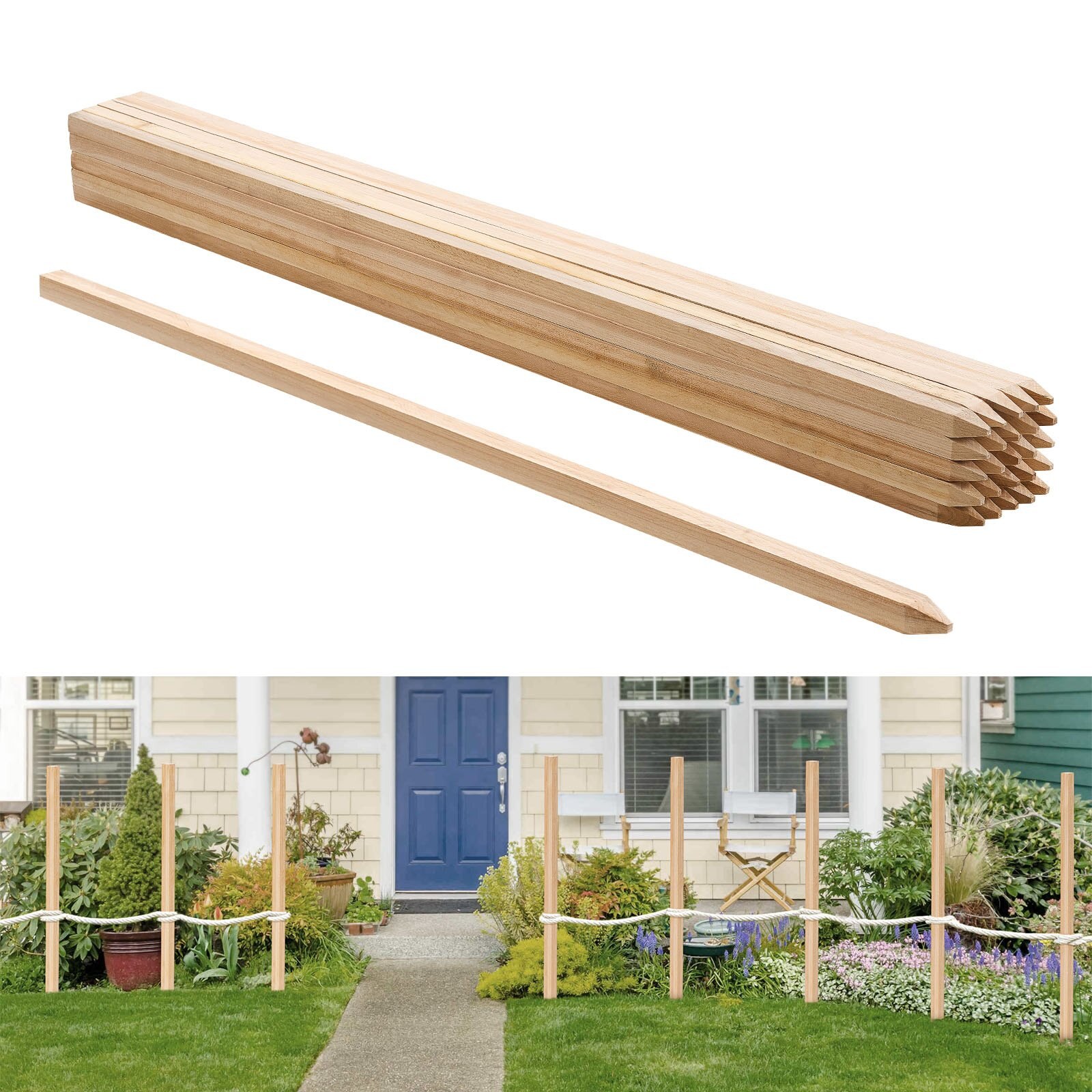 Puidust aiavaiad, 25 tk 19,05 x 19,05 x 1219,2 mm, maamõõtmise tasandusvaiad