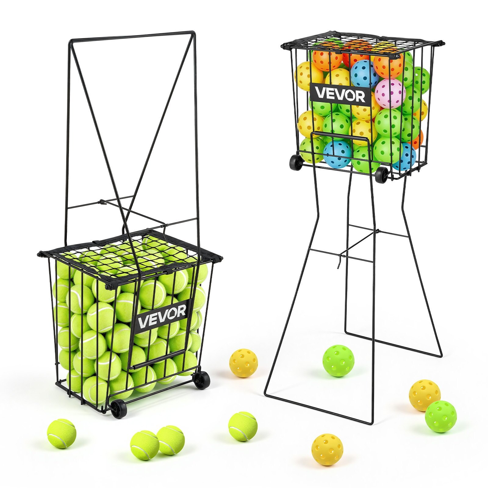 Tennisepalli punker, mahutab 75 tennisepalli, käepide, treeninguks ja kandmiseks