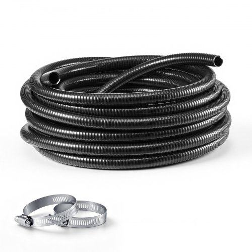 Tugev PVC-imivooliku komplekt klambritega, 25 mm × 25 m, kõrge rõhu-, ilmastiku- ja lõhkemiskindlus, basseini, mustaveepumbale ja vee teisaldamiseks, must