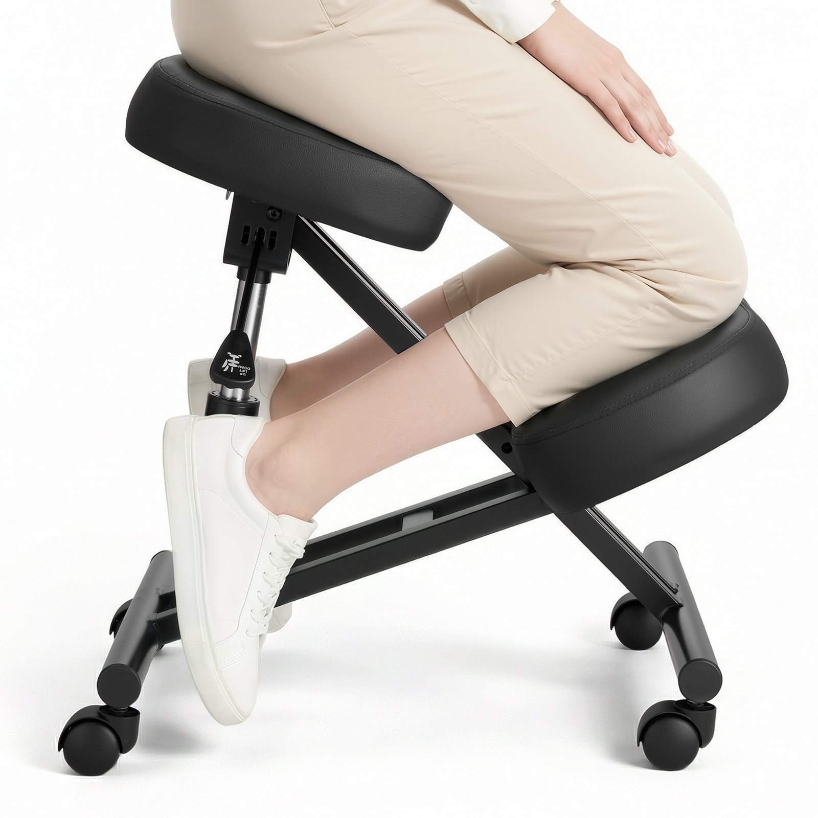Ergonoomiline põlvitustool ratastega, loomulik leevendus kaela- või seljavaludele kodus