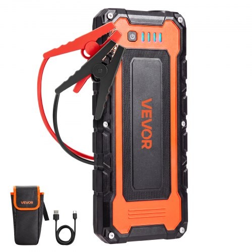 Kaasaskantav liitiumakuga auto käivitusabi, tippvool 5000 A, 12 V, kuni 9,0 l bensiini- ja 8,0 l diiselmootorile, akupank, USB-väljund ja 3-režiimiline LED-hädavalgusti