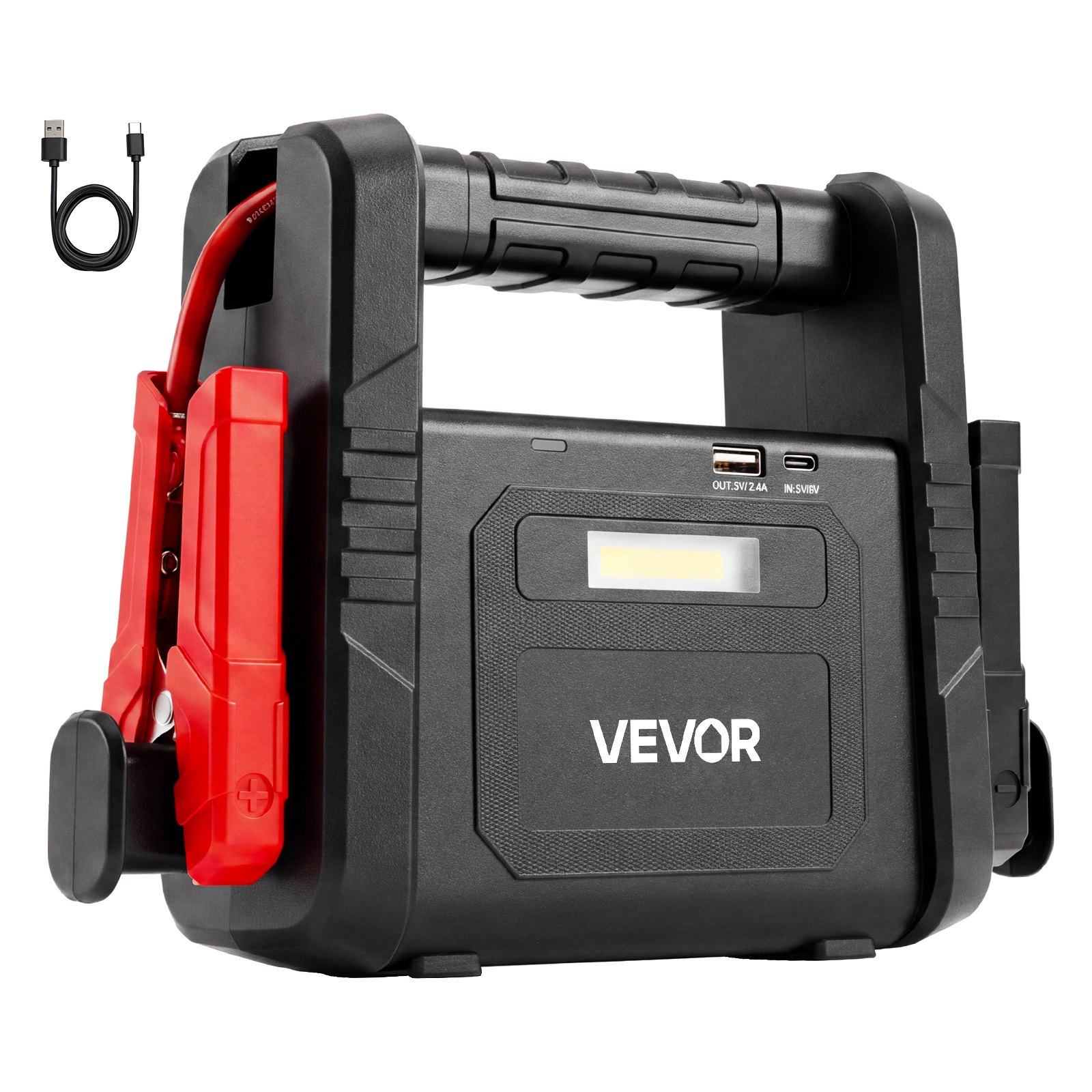 Kaasaskantav liitiumakuga auto käivitusabi, tippvool 6000 A, 12 V, enamikule bensiini- ja kuni 10,0 l diiselmootoritele, akupank, USB-väljund ja 3-režiimiline LED-hädavalgusti