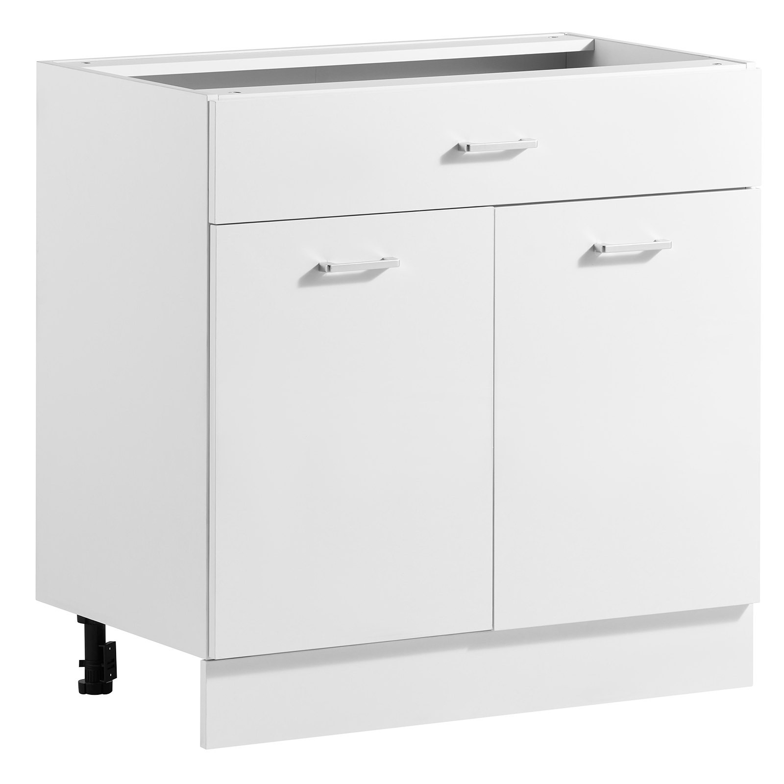 Kokkupanekuks valmis Shaker-stiilis aluskapp, valge, laius 80 cm, 800 × 475 × 815 mm (L × S × K), 2 ust, 1 sahtel, reguleeritav riiul ja vaikselt sulguvad kinnitused, koju, kontorisse ja pesuruumi