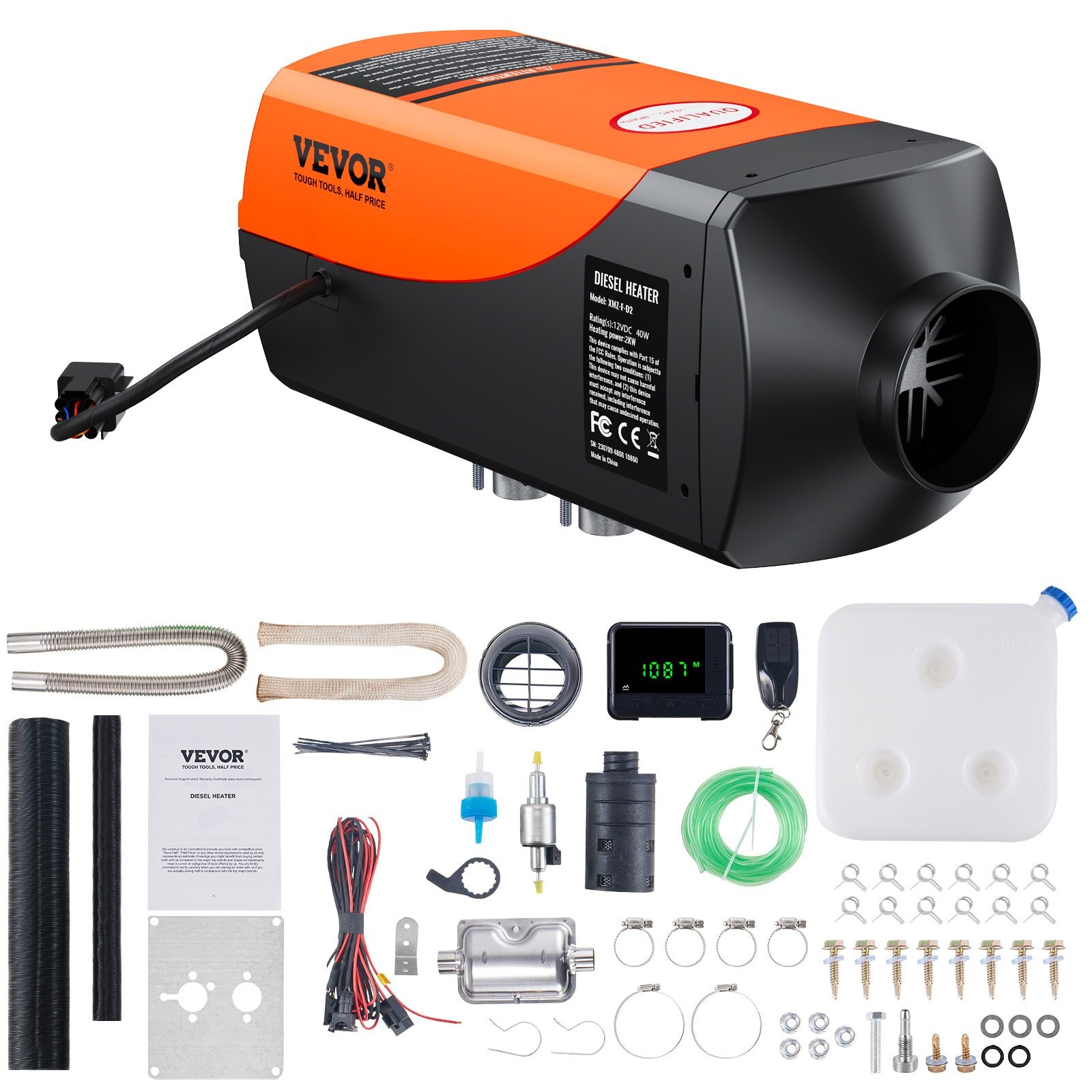 Diiselkütteseade, 12 ja 24 V 2 kW diiselkütteseade kaugjuhtimispuldi ja LCD-ekraaniga
