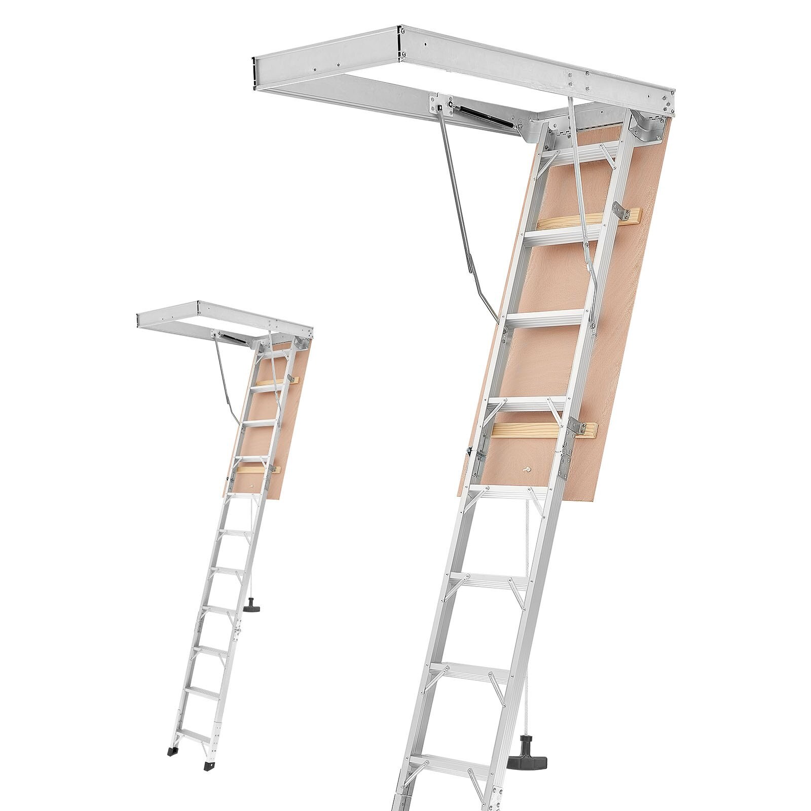 Alumiiniumist pööningutrepp, sobib lae kõrgusele 299-314 cm / 233,5-299 cm, ava 1372 x 572 mm, kandevõime 170 kg, mitmeotstarbeline, kokkupandav, kerge ja kaasaskantav pööningutrepp mugavaks juurdepääsuks