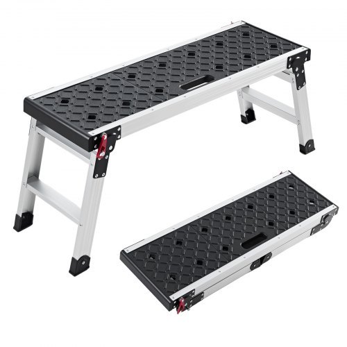 Kokkupandav tööplatvorm, 910 x 310 mm alumiiniumist astmelaud, 420 mm kõrge, 226,8 kg kandevõime, vastupidav platvormredel lukkudega, kaasaskantav tööpink värvimiseks, hoolduseks ja koduks