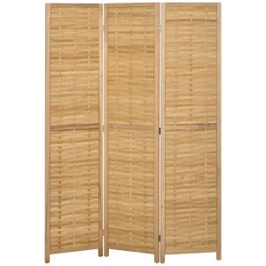 Ruumijagaja, kokkupandav vahesein, privaatsust tagav ekraan, bambus, 3-osaline, 120 cm x 170 cm x 1,8 cm, naturaalne