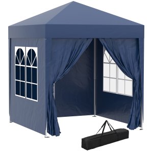 Kokkupandav paviljon, õlletelk, 4 eemaldatavat külgpaneeli, 2 akent, metallraam, 2 x 2m, sinine