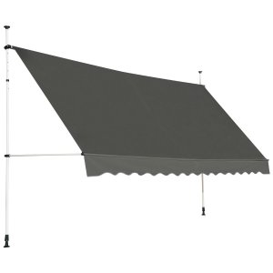 Teleskoop-stangedega ja vändaga terrassimarkiis (laius 395 cm, veekindel ja UV-kaitsega), hall