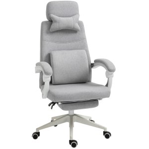 Kontoritool, ergonoomiline lauatool peatoega, nimmetoega, kõrgusega reguleeritav mänguritool jalatoega, kõrge seljatugi, hall 62 x 68 x 117-127 cm