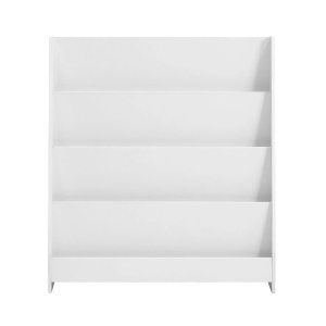 Laste raamaturiiul, 4-astmeline lastetoa hoiuriiul, mänguasjade ja raamatute riiul, valge, 80x30x88 cm