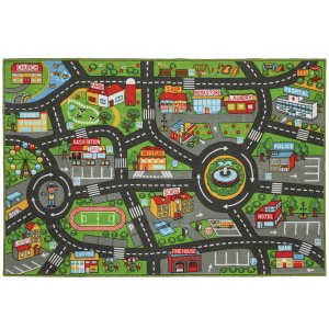 Beebi roomamismatt, mängumatt 200x150x0,5cm, libisemiskindel roomamistekk libisemiskindla alumise küljega, linnamotiiv lastetuppa