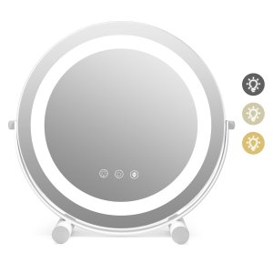 Ø 30 cm hämardatav kosmeetiline peegel valgustuse, puutetundliku lüliti ja mälufunktsiooniga