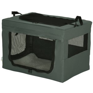 Kokkupandav transpordikast 3 sissepääsu ja sisemise padjaga, koertele ja kassidele kuni 4 kg/40 cm, hall