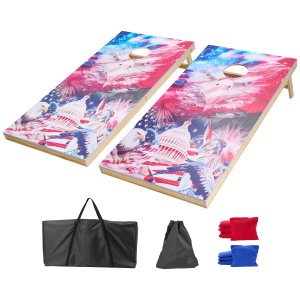 Cornhole komplekt 4x2 jalga, täispuidust viskelauad ja 8 oakotti, kandekotiga