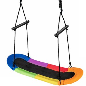 Pesakiik laste puukiik 100-160cm reguleeritava köiega rippuva kiigega värviline 123 x 45cm