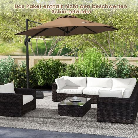 300 x 300 cm päikesevari vändaga 360° pöörlev rippvari aiavari turuvari pruun