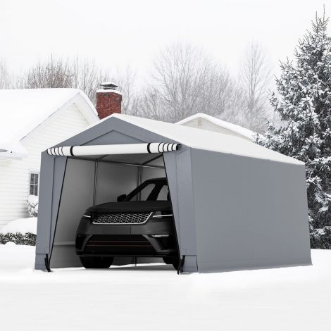 Garaažitelk 290 × 490 cm suur telk-garaaž ustega, autovarjualune SUV-ile ja paadile, hall