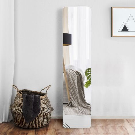 2-in-1 täispikk peegel põrandapeegel ja seinapeegel 160 x 37 cm valge