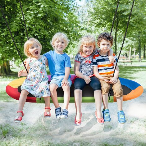 Ovaalne pesakiik taldrikukiik 100–180 cm kõrgusreguleeritava köiega sise- ja välistingimustesse, 150 × 80 cm, värviline