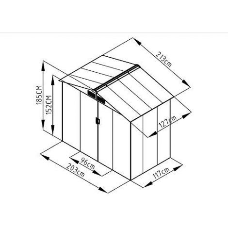 Tööriistakuur/aiamaja koos metallist vundamendiga, mõõtmed 213×127×185 cm, tume metallroheline
