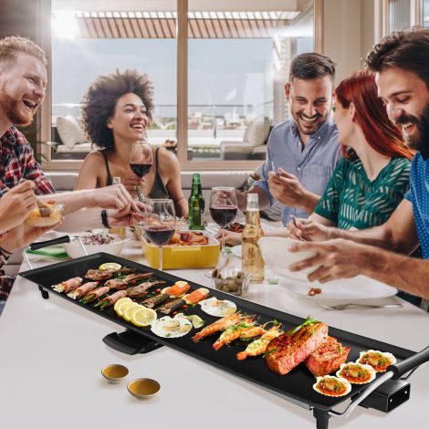 1800 W elektriline grillplaat siseruumide BBQ-grill, reguleeritava temperatuuriga, 90 x 23 cm, must