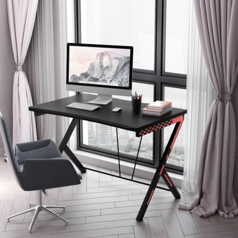 116 cm mängurilaud ergonoomilise disainiga, 116 x 75 x 77 cm, must