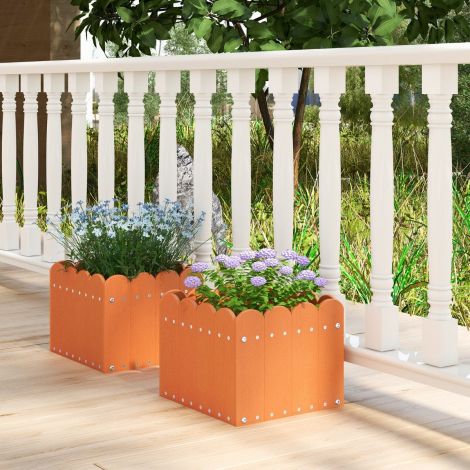 2 tk ilmastikukindlad HDPE aiataimepotid, ristkülikukujuline lillekast 32 × 30 × 25 cm, oranž