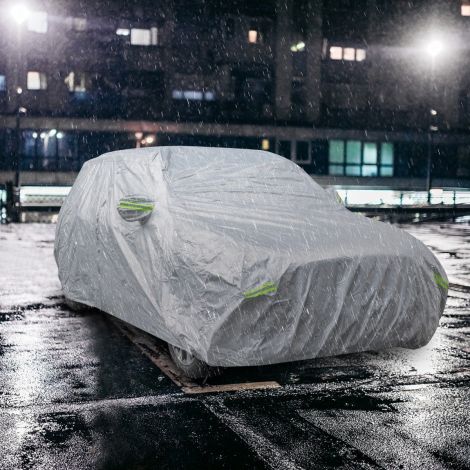 Ilmastikukindel sõidukikate, tõmbluksega autokate 516 x 191 x 164 cm hõbedane