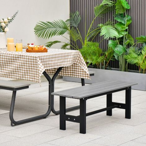 Kahekohaline aiapink restist istmega, kandevõime kuni 300 kg, mõõtmed 120 × 36 × 40,5 cm, hall