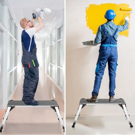 Alumiiniumist tööplatvorm, kokkupandav tööpink libisemisvastaste mattidega 126 × 52,5 × 49,5 cm, hõbedane