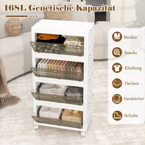 Hoiukast kaanega, kokkupandavad virnastatavad kastid, hoiuanum kahepoolsete ustega, 4-astmeline