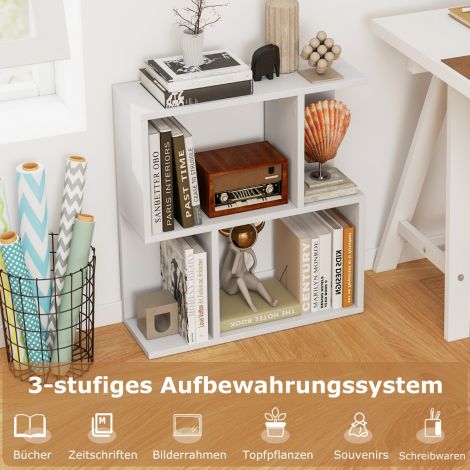 Raamaturiiul 4 sektsiooniga Abilaud Diivan Öökapp Kohvilaud Ruumijagaja Puit 50 x 17,5 x 55,5 cm Valge