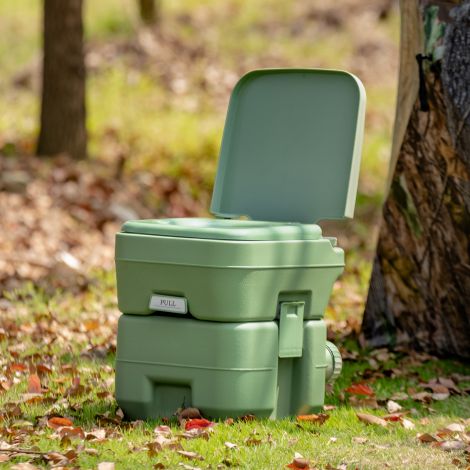 20 l + 12 l kämpingutualett, kaasaskantav kämpingu WC eemaldatava reoveepaagiga, reisitualett hall ja roheline-roheline