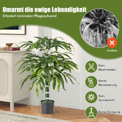 2-osaline komplekt bambusest kunsttaimed 100 cm, potiga kunstpuu, kunsttaim koju või kontorisse, roheline