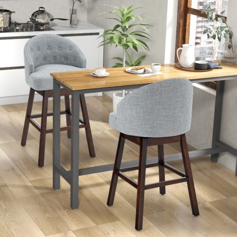 Baaritoolide komplekt 2 tk baaritool 360° pöörlev köögitool seljatoe ja jalatoega 55 x 53 x 105 cm hall + pruun